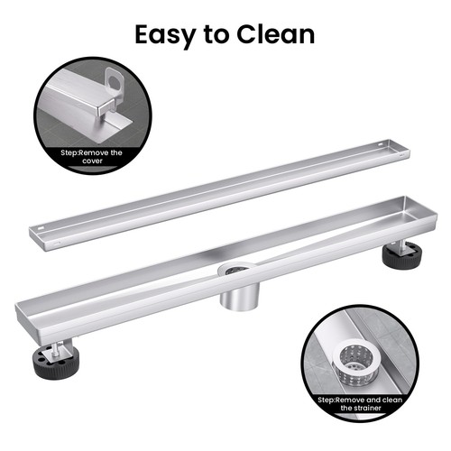 18 Zoll Linear Duschablauf, Gebürsteter Edelstahl Rechteck Badezimmer Fliese... - Bild 3 von 6