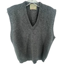 Vintage Lord Jeff Jeff Lamb Cardigan Sweater Vest Mens Large Gray Lambs Wool