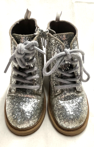 Old Navy Mädchen Silber Glitzer Stiefel - Größe 8