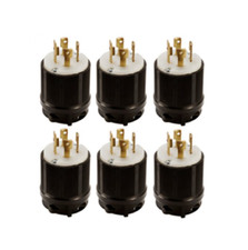 L16-30P Grounding Locking Plug, 30A 480V AC 3 Pole 4 Wire Cul Listed (Pack of 6)