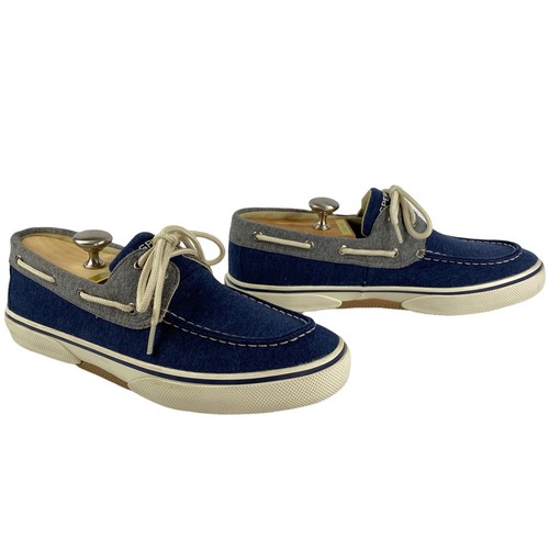 Sperry Halyard 2 Eye Boat Shoe Mens Sz 10.5 M Blue Textile Fabric Upper - Picture 3 of 10