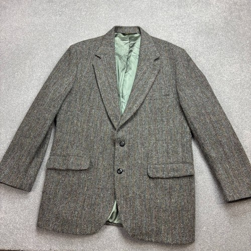 Harris Tweed Jacket Adult 44R Grey Country Hunting Outdoors Weave Blazer Mens* - Picture 2 of 15