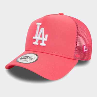 New Era LA Dodgers League Essential Pink A-Frame Trucker Cap