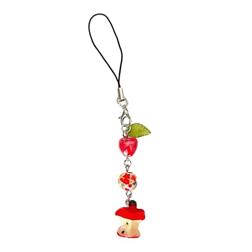 Simple Bitten Fruit Bead Pendant Phone Charm Chain Strap Bag Decoration Lanyard - Picture 3 of 10