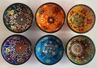 6 Serving Bowls Turkish Pattern Floral Ceramic Handmade Handcrafted Raised Decor