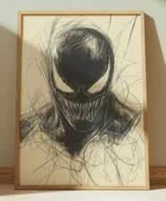 VENOM DRAWING PRINT SKETCH 8" x 10" PRINT VENOM  MARVEL WALL ART HOME DECOR