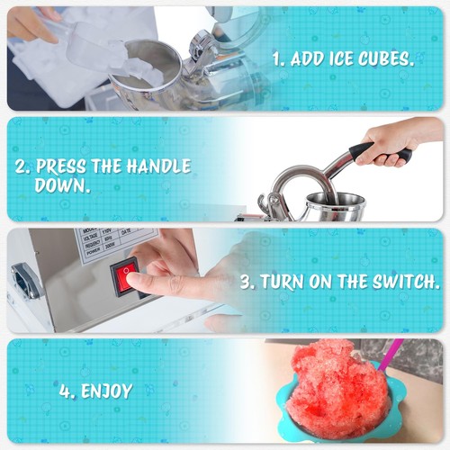Snow Cone Machine Shaved Ice, 500LB/H Commercial Ice Crusher Shaved Ice Machi... - Picture 3 of 7