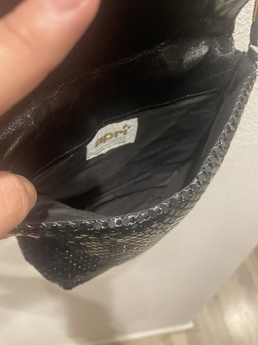 VTG aprí nights Black Metallic Chainmail Mesh purse Crossbody gold Y2K Glam Prom - Picture 12 of 19