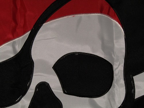 3x5 Embroidered Jolly Roger Pirate Red Hat 600D 2ply Nylon Flag 3'x5' CLIPS - Picture 8 of 8