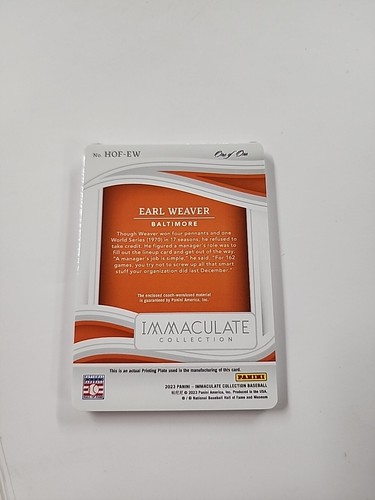 2023 Panini Immaculate Collection Earl Weaver Patch 1/1 Plate Orioles ZH - Picture 2 of 2