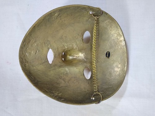Vintage massive Messing Gesichtsmaske mit Kette zum Aufhängen, Made in India, 7 Zoll x 5-3/4 - Bild 4 von 9