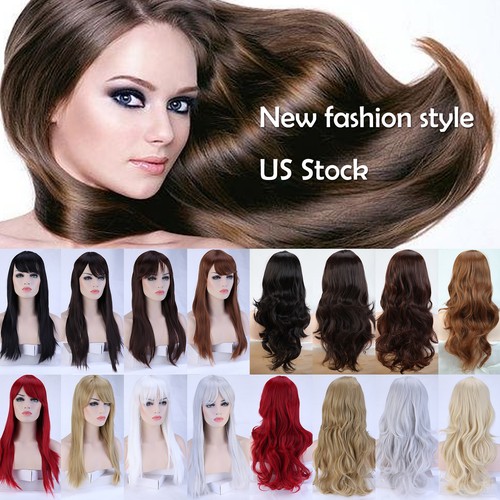 Women Ladies Long Curly Wave Synthetic Hair Halloween Costume Cosplay Full Wig - Picture 3 of 80