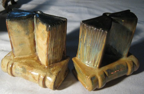 ANTIQUE USA MISSION FULPER ARTS & CRAFTS POTTERY BOOK STATUE SCULPTURE BOOKENDS - Picture 4 of 7