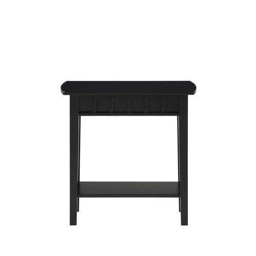 Convenience Concepts End Table 24"x12" Slightly Curved Edges Wood Black w/ Shelf - Picture 2 of 5
