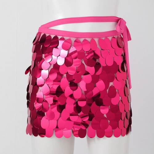 Women Sequin Skirt Sparkle Bodycon Mini Skirts Sheer Mesh Tassel Skirts Clubwear - Picture 34 of 124
