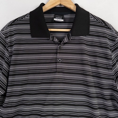 Camisa polo de golf Nike para hombre talla grande negra blanca a rayas Dri Fit manga corta informal - Imagen 2 de 8