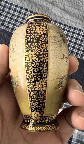 Antike Meiji Periode Miniatur Japanische Satsuma Vase mit Markierung - Bild 4 von 7