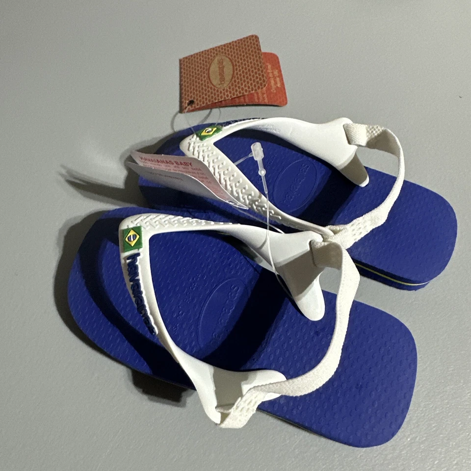 Sandalia Chanclas Havaianas Brasil Logo Azul Marino Bebé 9C EE. UU. 25/26 EUR 23/24BR Foto 3 de 4
