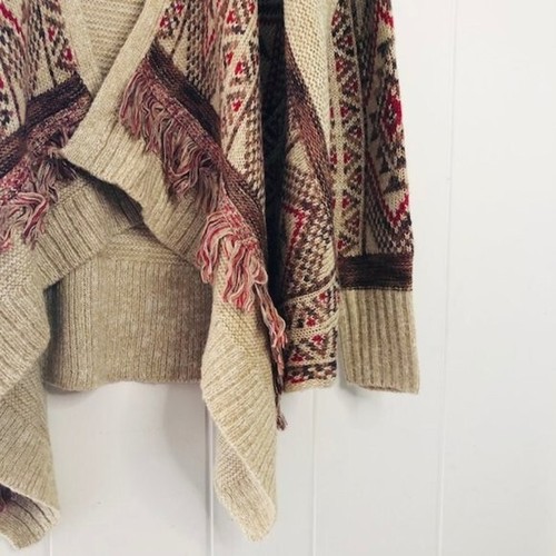 Lucky Brand Womens Cardigan Aztec Drape Front Small - Picture 9 of 12