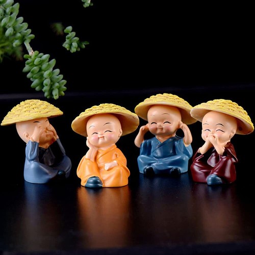 4pcs Chinese Monk Figurine Resin Kung Fu Monk Statue Buddhist Home Car Decor - Picture 2 of 5