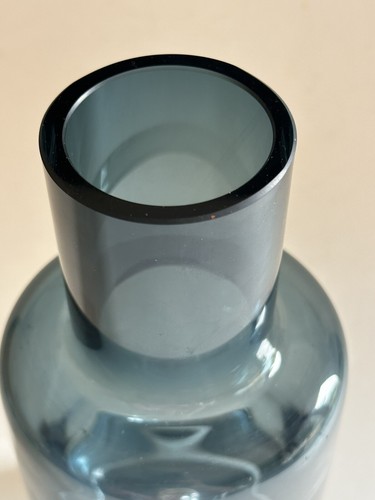 Krosno Poland Vintage Smoke Blue Gray Glass European Crystal Decanter Art Glass  - Picture 9 of 21