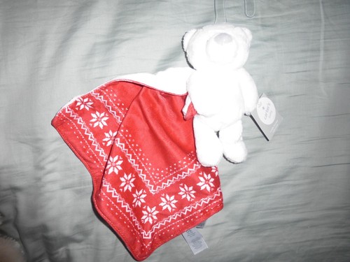 NWT Carter's Holiday Fair Isle Bear Security Blanket; Red, White Bear - Picture 3 of 3