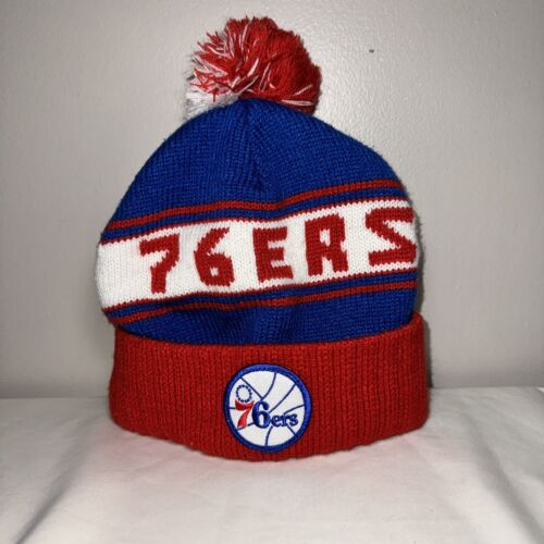 Philadelphia 76ers Winter Strick Mütze Beanie Bommel Bündchen NBA Basketball Patch Reebok - Bild 3 von 8