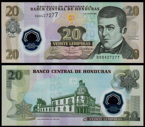 HONDURAS 20 LEMPIRAS (P95) 2008 POLYMER UNC