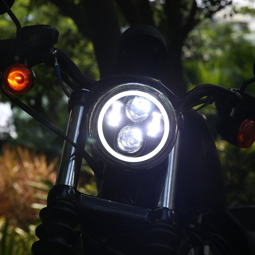 5.75 IN LED Angel Eye Halo DRL Motorrad Universel Frontscheinwerfer E-Geprüft - Bild 7 von 12