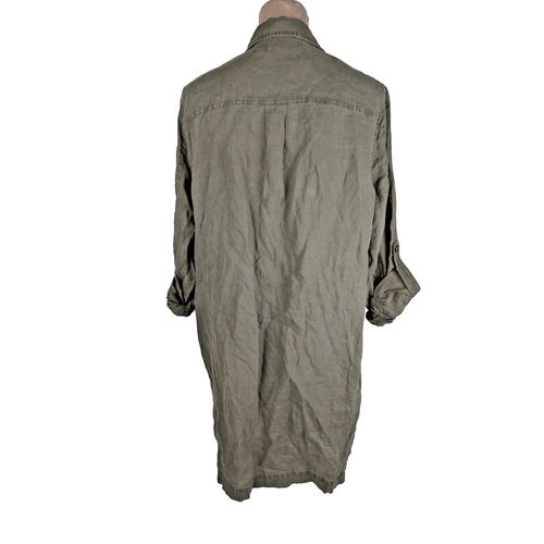 MICHAEL STARS Eleanor Linen Utility Shirt Dress Olive Army Green Sz XL NWT $168 - Picture 3 of 10