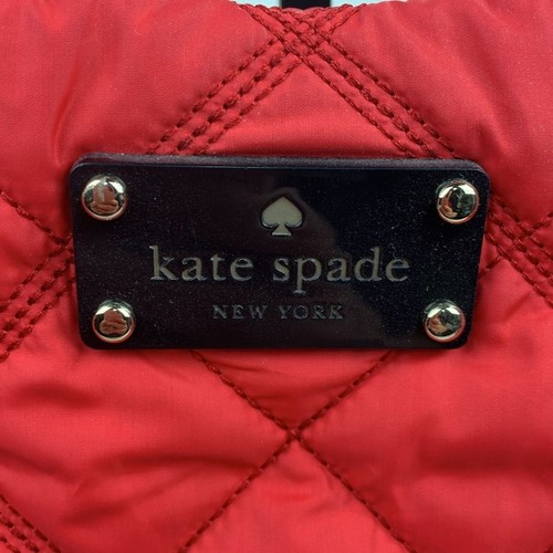 Kate Spade Red Quilted shoulder Bag Black patent leather trim Zip Cinch close - Picture 4 of 16