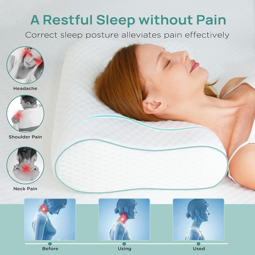 Adjustable Contour Memory Foam Cervical Neck Pillow, Queen Size - Picture 2 of 12