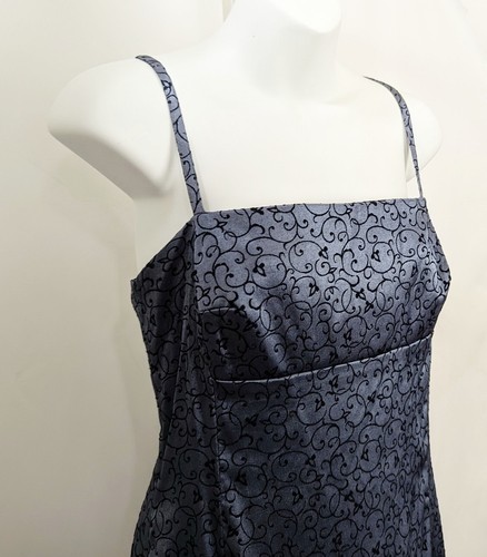 Vintage 90s Y2K Dress Gray Black Floral Dance Prom Whimsygoth Juniors Size 11 - Picture 3 of 6
