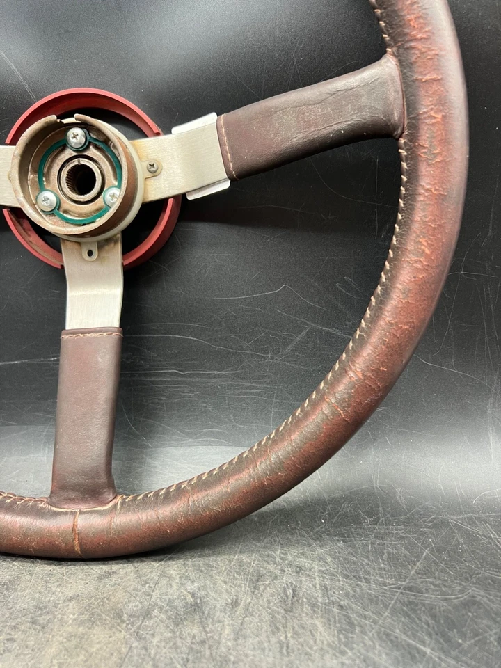 Jeep Comanche 1986-1992 OEM conjunto de volante cuero marrón aluminio Foto 3 de 4