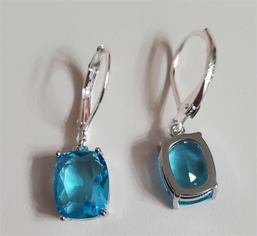 Sterling Silver Crytal Dangle Oval Tear Drop 925 Stamped Leverback Earrings - Picture 4 of 14