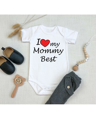 I love my mommy best Best Shower Gift Cute Funny Infant Message Baby Bodysuit - Picture 9 of 11