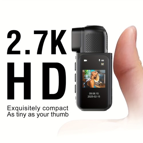 2.7K Mini WiFi Thumb Action Camera Wearable Body Camera Hands-Free 180° Rotation - Bild 12 von 26