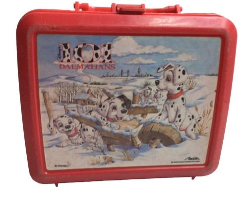 Vintage Red Plastic “101 Dalmations” Snow Lunchbox W/ Thermos Aladdin # - 第 1/24 張圖片
