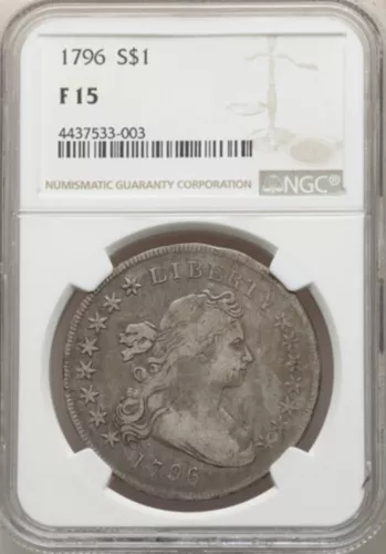 1796 $1 Small Date, Large Letters, B-4, BB-61, R.3, NGC Fine 15 