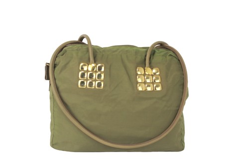 PRADA Milano Green Nylon Shoulder Bag Handbag Purse Women's Vintage Used Italy - Picture 2 of 24
