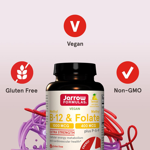 Jarrow Formulas Extra Strength Methyl B-12 1000 Mcg & Methyl Folate 400 Mcg + P- - Picture 5 of 13