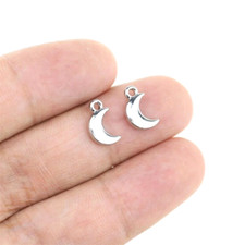 20Pcs Antique Silver Tiny Crescent Moon Charms For Jewelry Making 11x7mm NEW