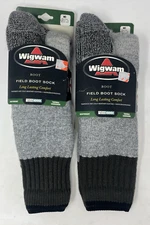 x2 Vintage 2003 WigWam Heavyweight Field Boot Socks Hunting Hiking Mens Md 5-9.5