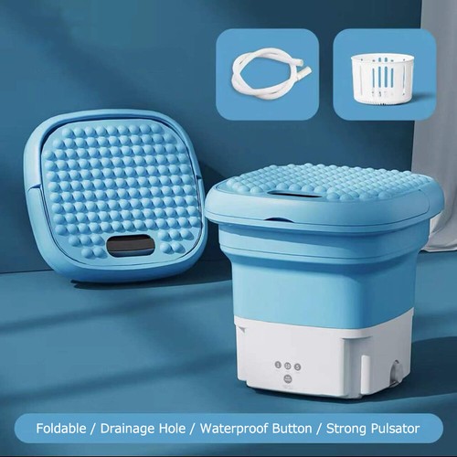 Mini Folding Washing Machine Portable For Clothes With Drain Basket Travel P2E9 - Picture 2 of 12