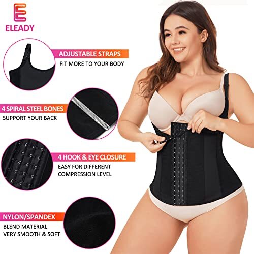 Eleady Womens Waist Trainer Corset Vest Weight Loss Black Bodysuit Small eBay