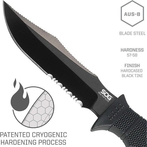 SOG E37T K Seal Pup Elite Tactical 4.75 Inch Fixed Blade Knife Black - Picture 5 of 6