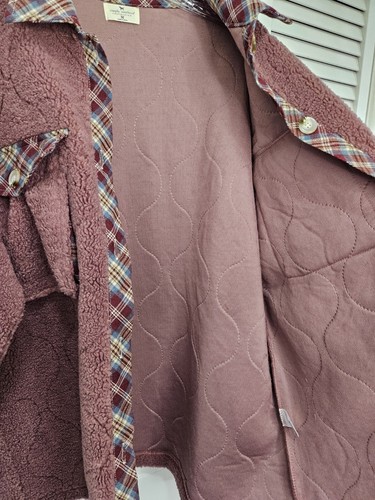 Simply Southern Pink & Plaid Quilted Shacket Jacket Women's Medium NEW - Picture 8 of 9
