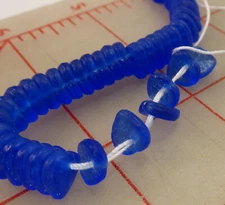 1 strand Czech 9mm pressed glass leaf matte sapphire blue pendants beads leaves