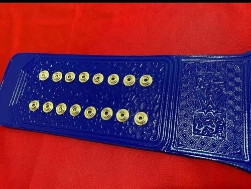 WWE Blue Universal Championship Belt Roman Reigns side plates Replica Adult 2mm - Picture 3 of 6