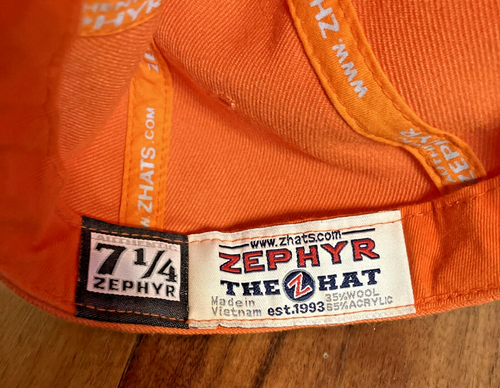 University of Wisconsin Platteville Zephyr Hat Cap Orange UWP Pioneers 7 1/8 - Picture 6 of 11